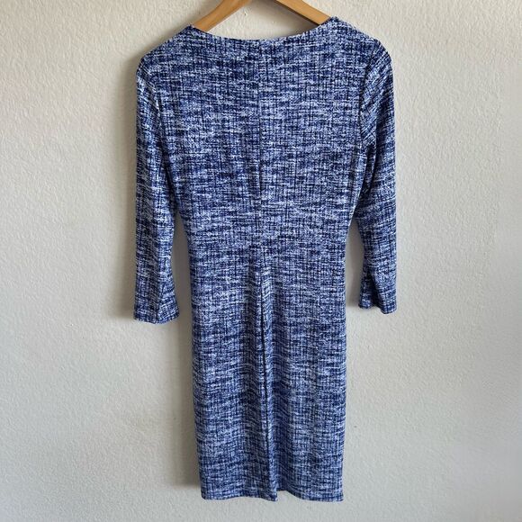 RALPH LAUREN Green Label Blue Surplice Neckline 3/4 Sleeve Midi Dress Womens 6 - Picture 3 of 6